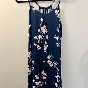 Navy Floral Maxi Dress with key hold back